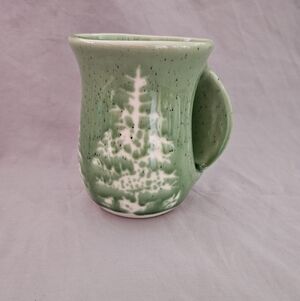Tag Green and White Ceramic Tree Mug